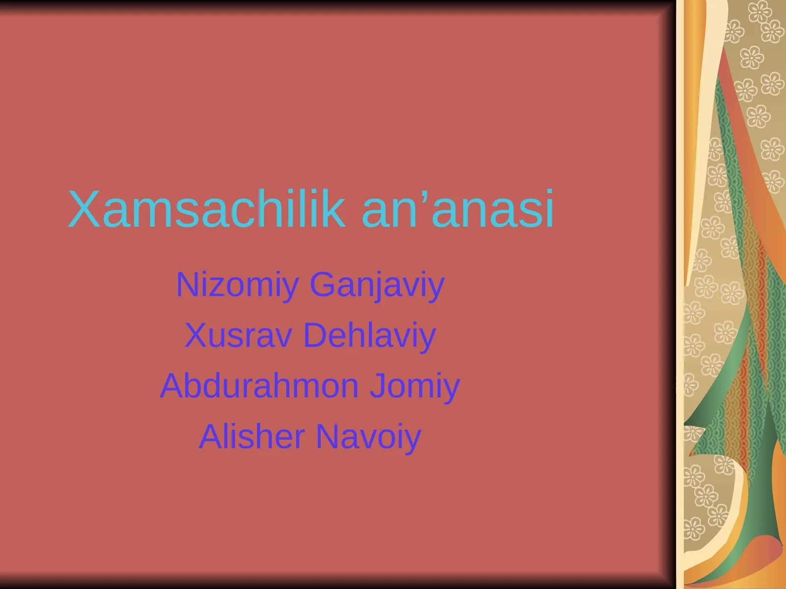 Xamsachilik an’anasi 1