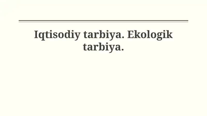Iqtisodiy va Ekologik Ta'lim 1