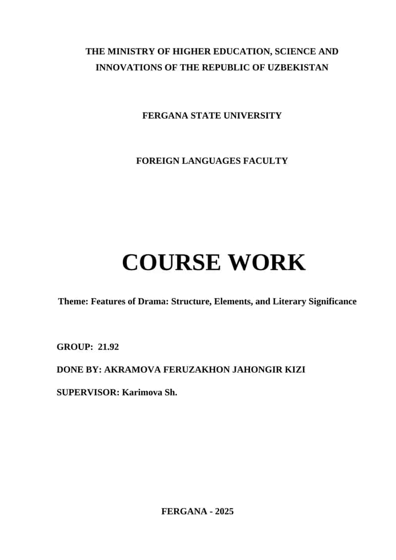 Features of Drama: Structure, Elements, and Literary Significance 1
