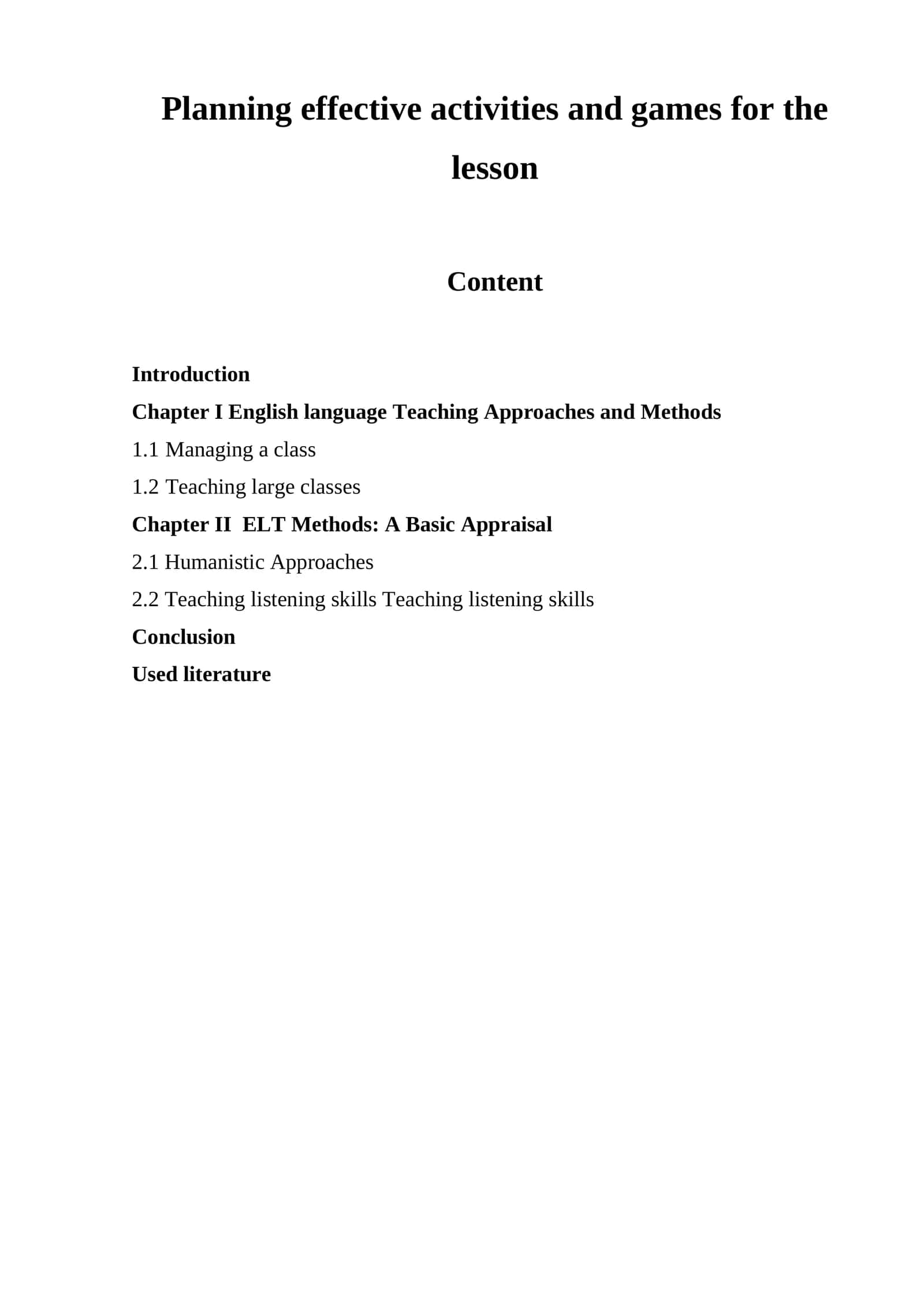 English Language Teaching Methods Course 1