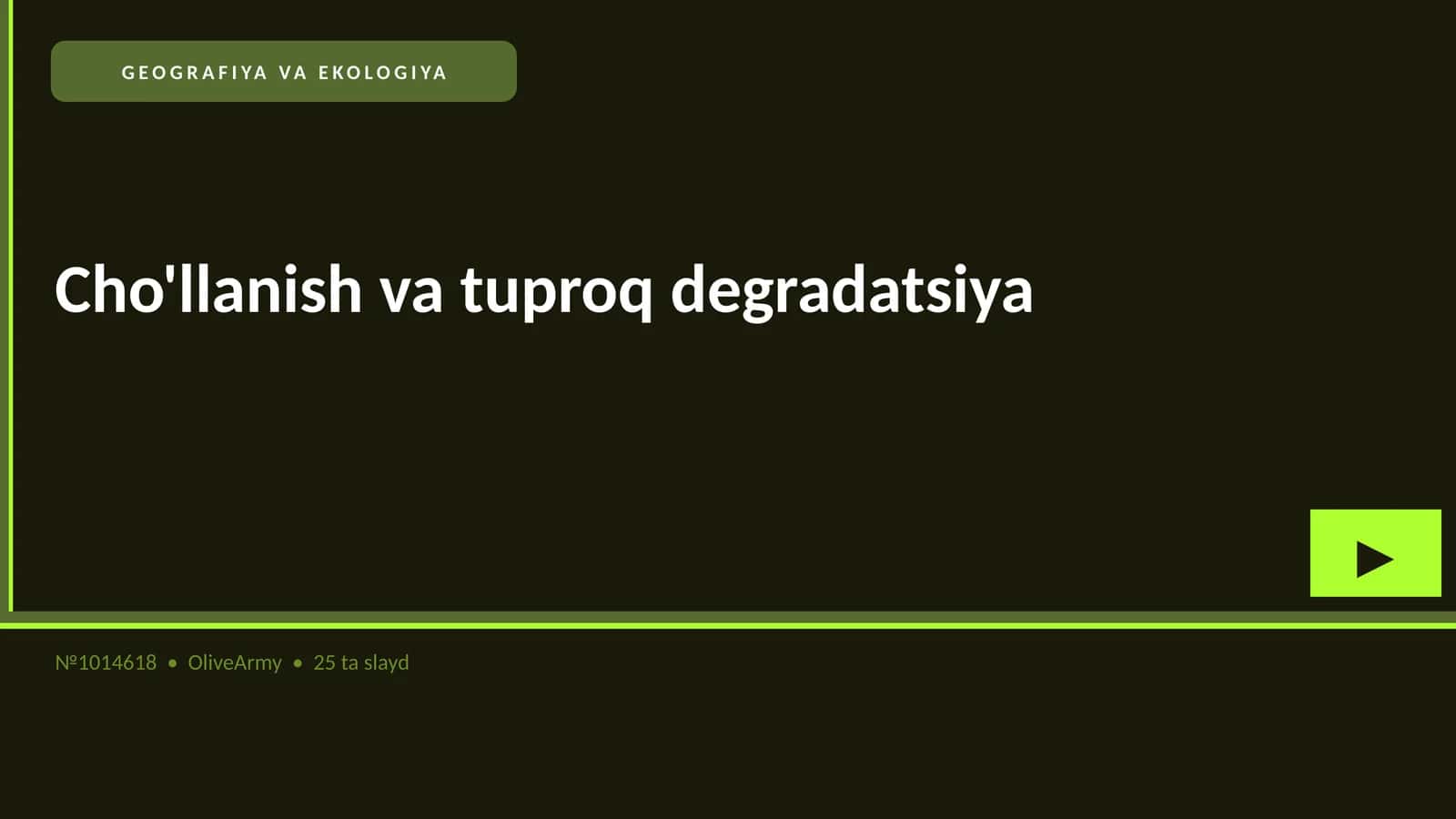 Cho'llanish va tuproq degradatsiya 1