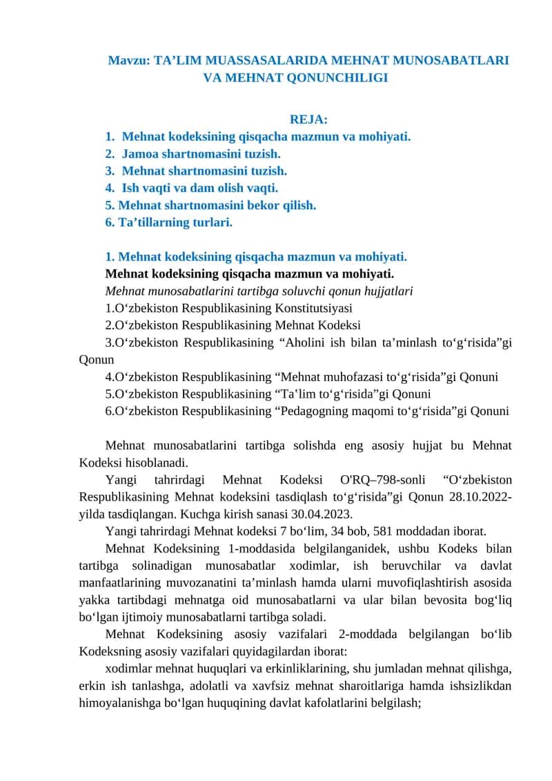Mehnat Kodeksi 1