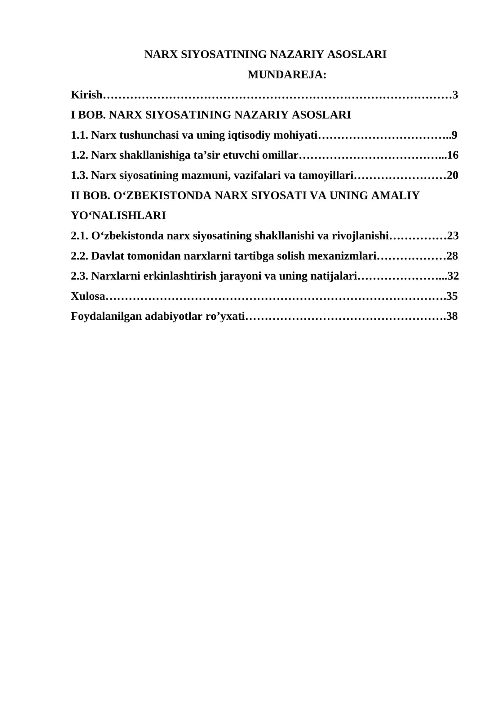 NARX SIYOSATINING NAZARIY ASOSLARI 1