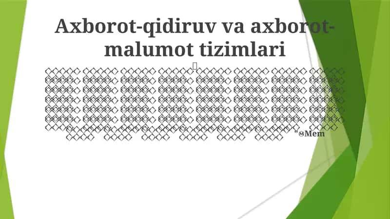 Axborot-qidiruv va axborot- malumot tizimlari 1