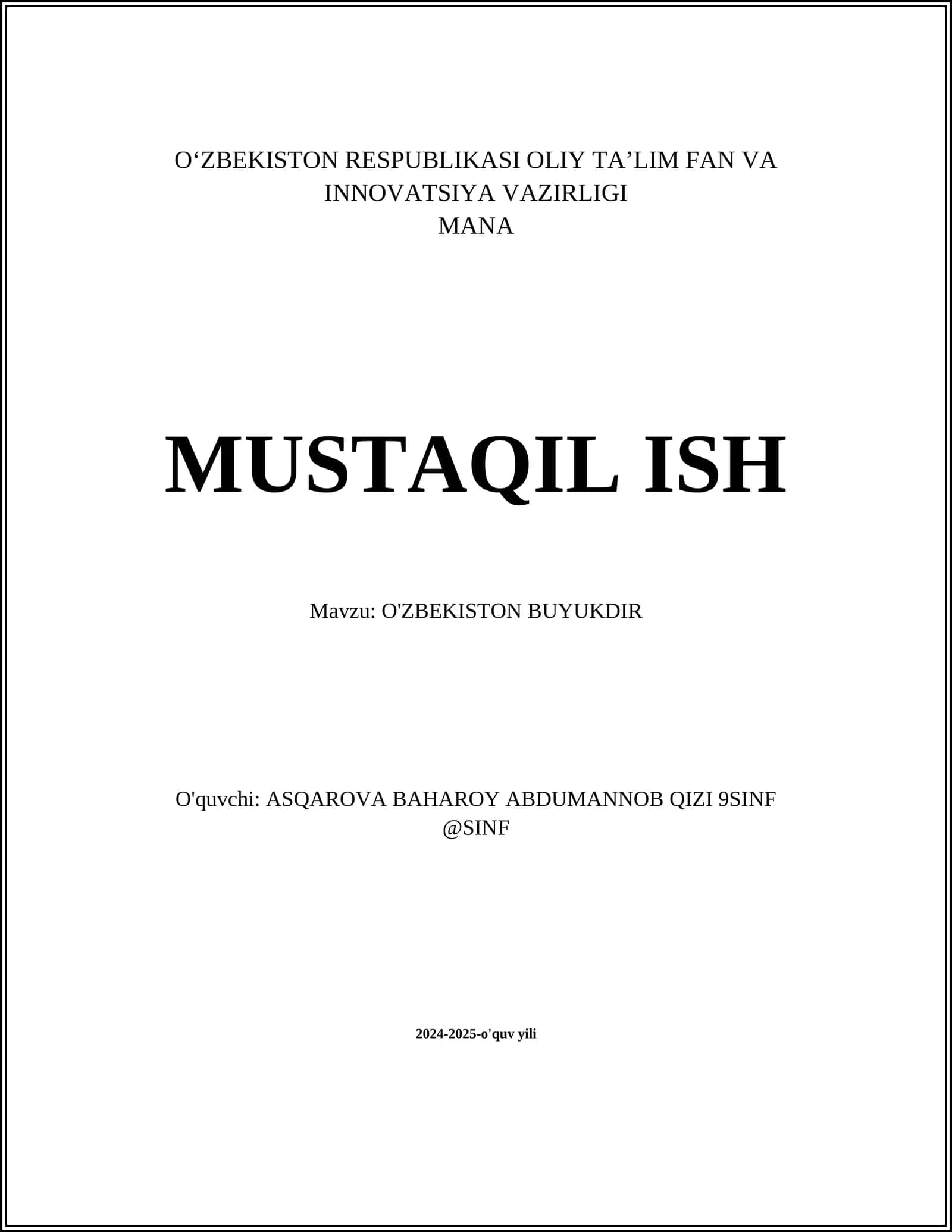 O'ZBEKISTON BUYUKDIR 1