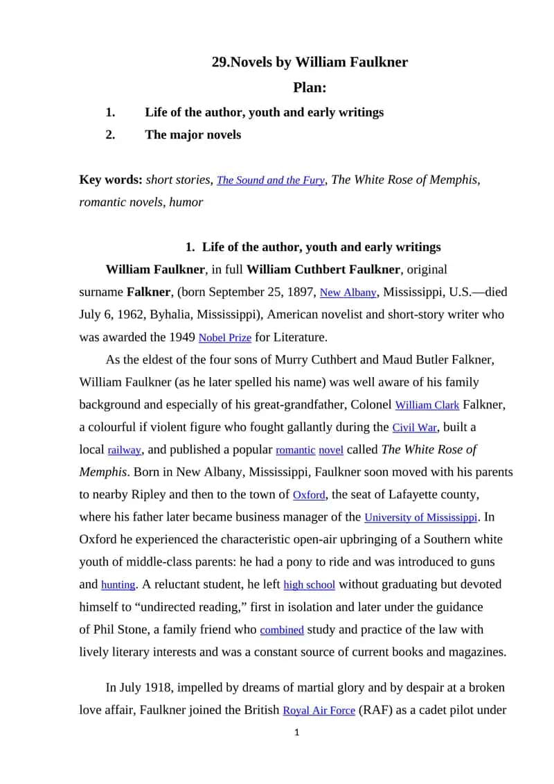 Novels by William Faulkner 1