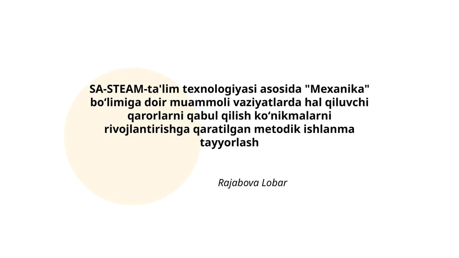 Metodik ishlanma "Mexanika boʻlimi" uchun 1