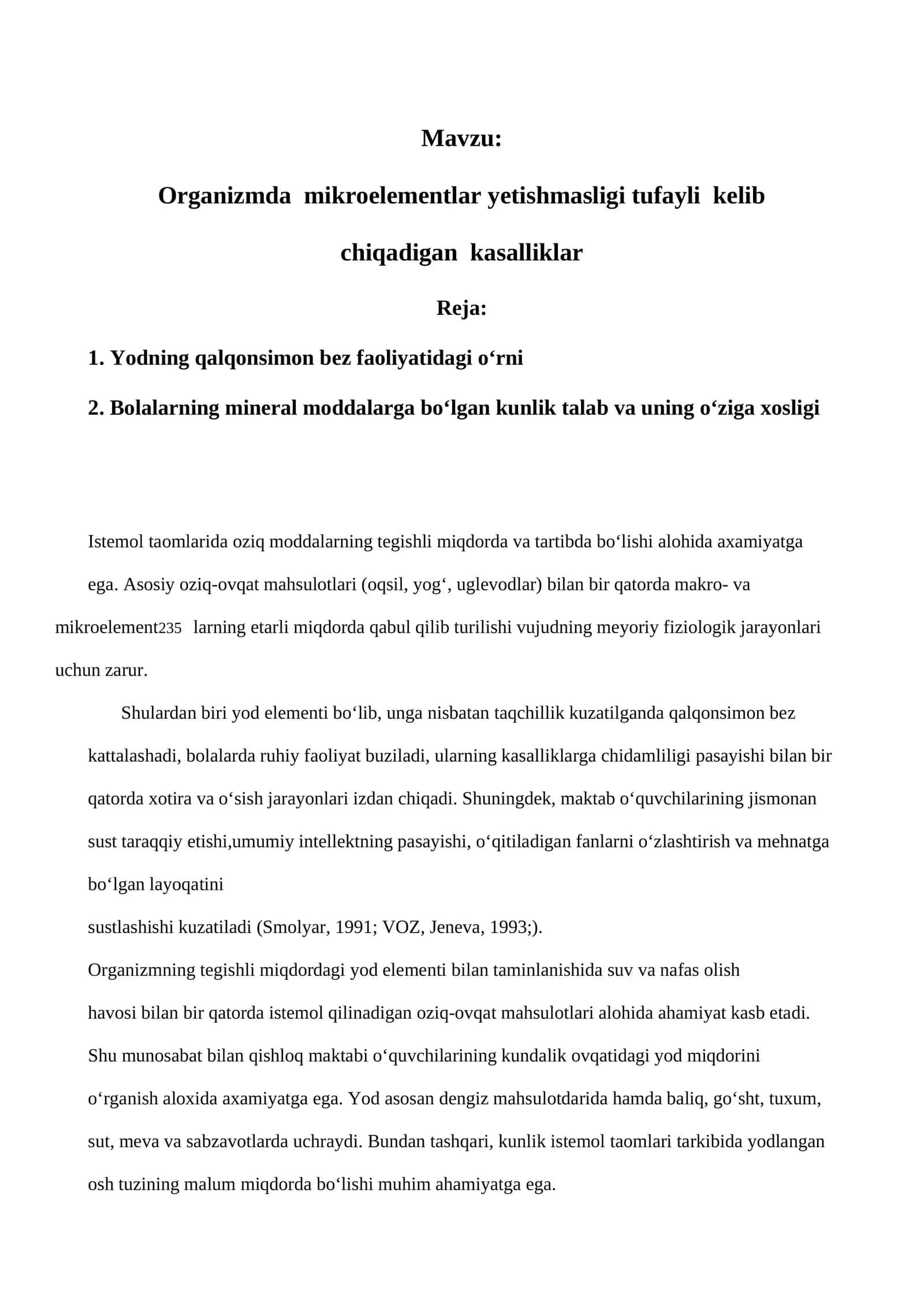 Organizmda mikroelementlar yetishmasligi tufayli kelib chiqadigan kasalliklar 1