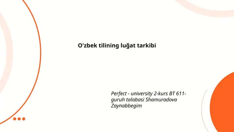 O'zbek tilining luğat tarkibi 1