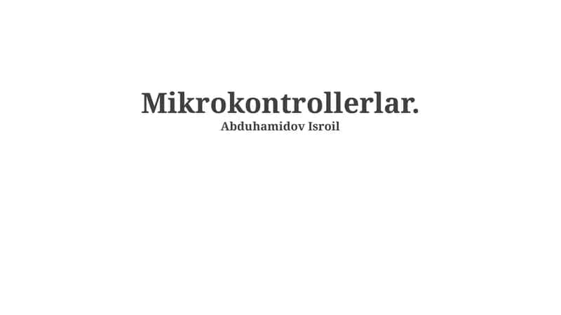 Mikrokontrollerlar 1