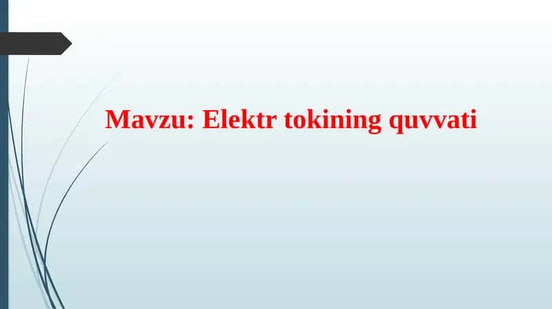 Elektr tokining quvvati 1