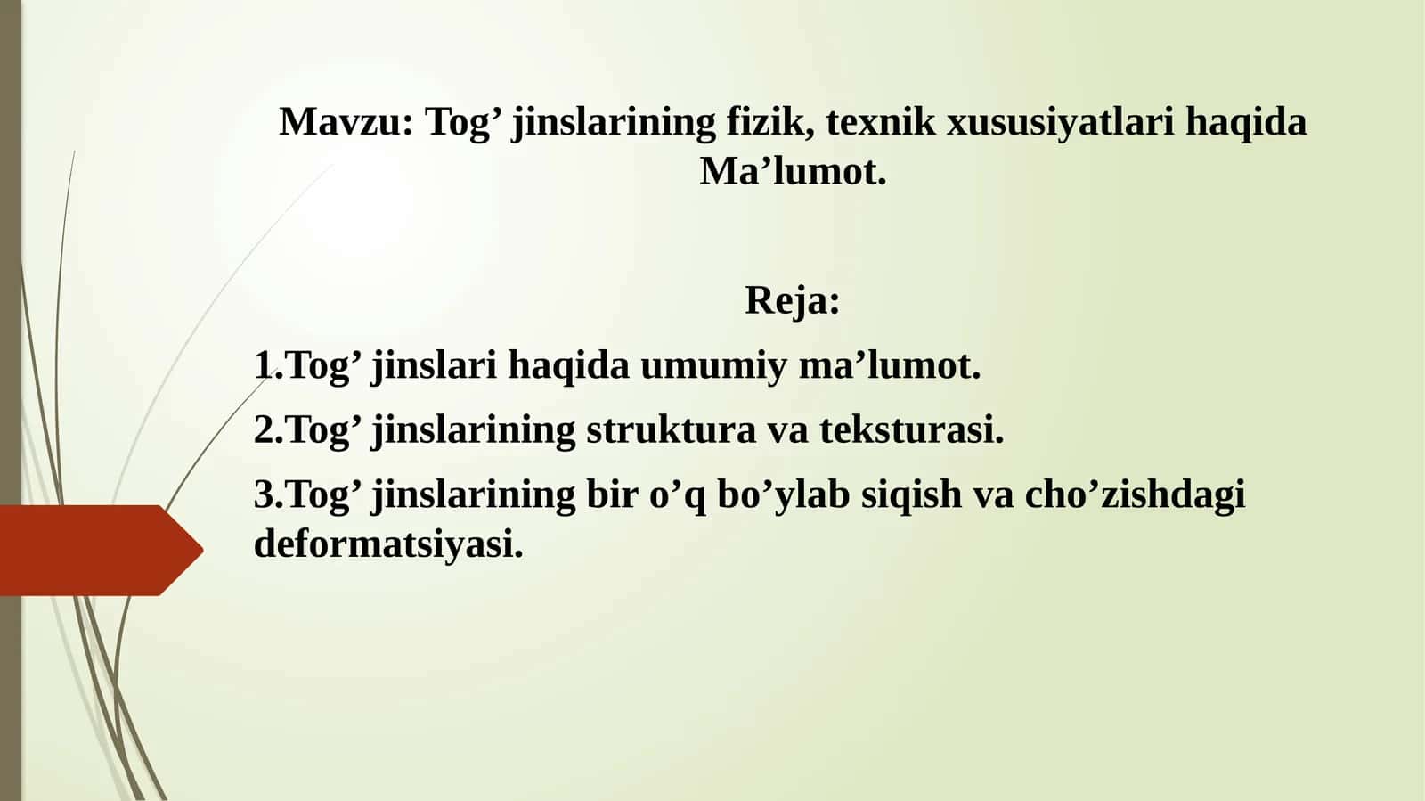 Tog’jinslarining fizik, texnik xususiyatlari haqida Ma’lumot 1