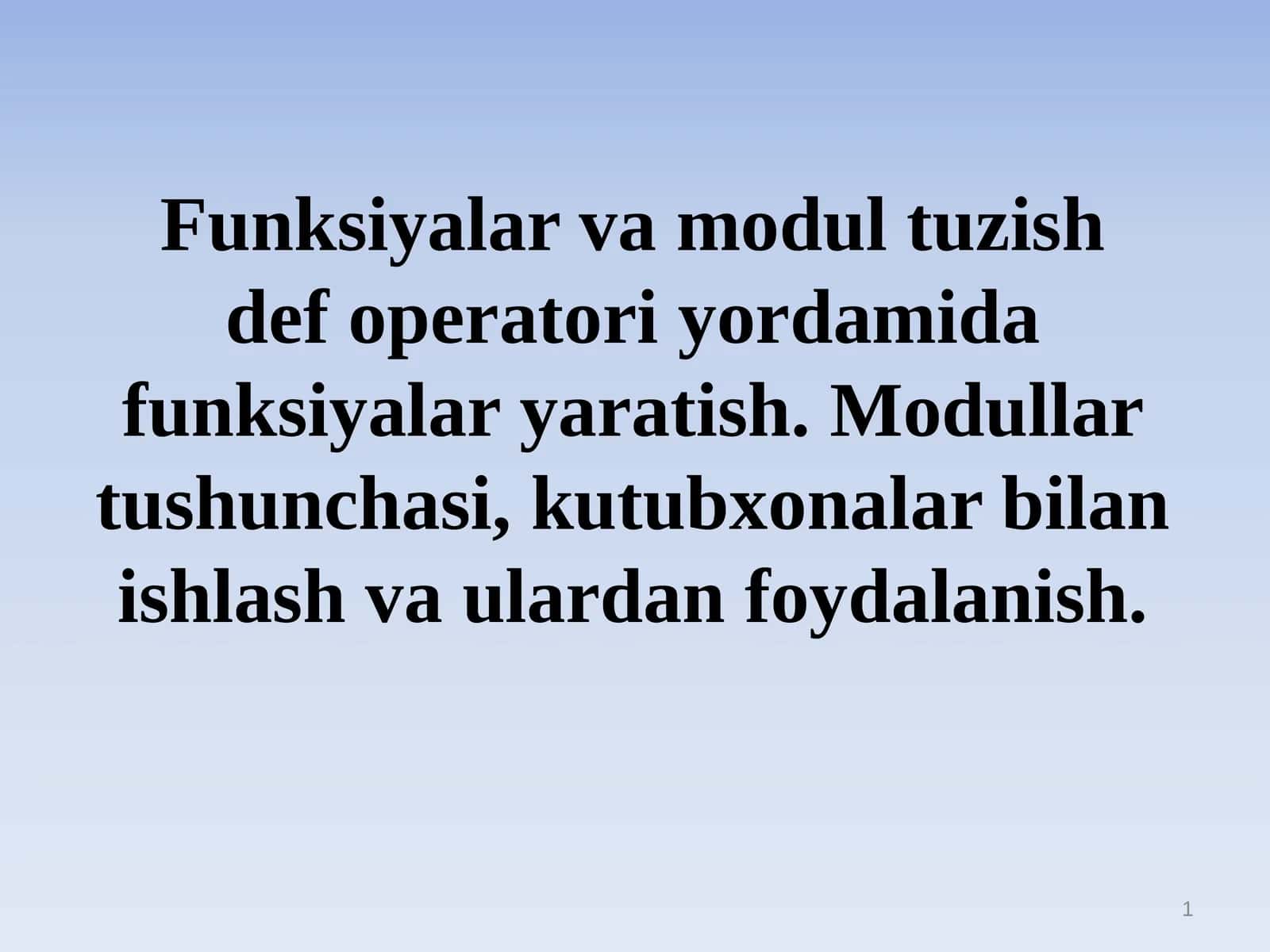 Funksiyalar va modullar 1