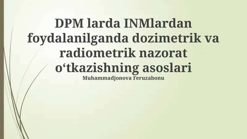 Dozimetrik va radiometrik nazorat asoslari 1