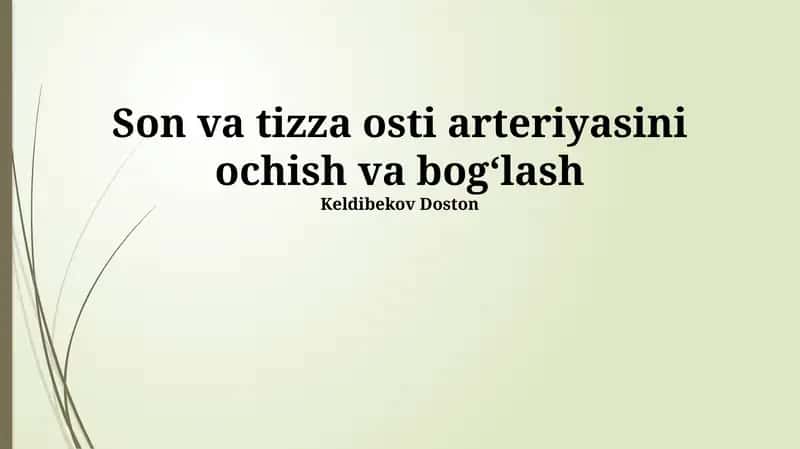 Son Va Tizza Arteriyasini Ochish Jarayoni 1
