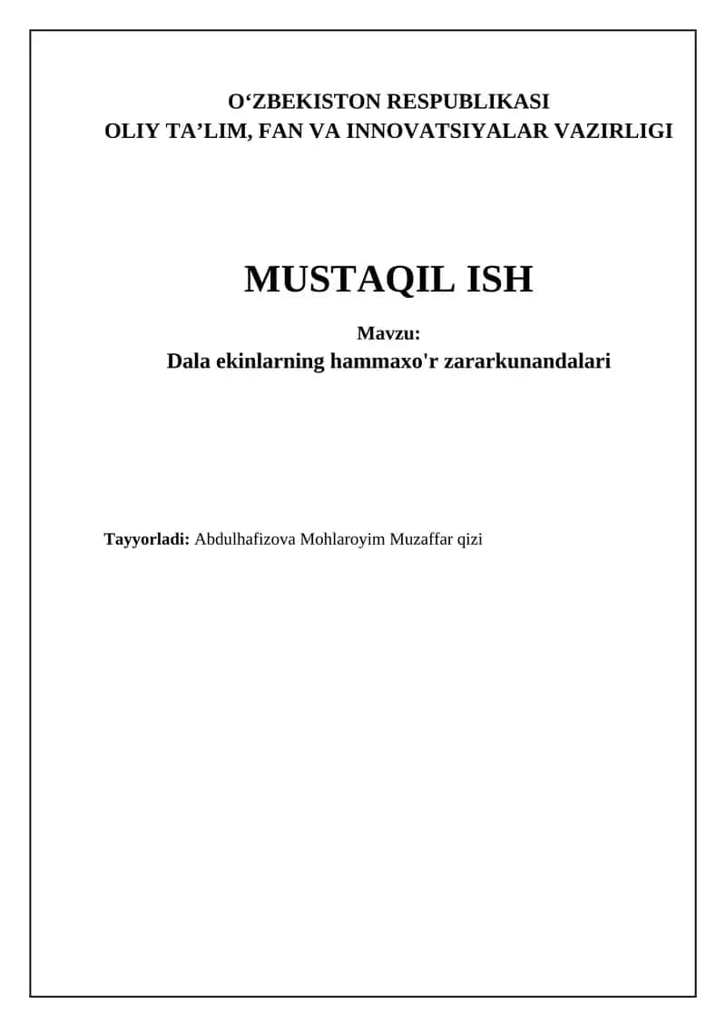 Dala ekinlarning hammaxo'r zararkunandalari 1