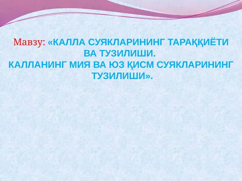 КАЛЛА СУЯКЛАРИНИНГ ТАРАҚҚИЁТИ ВА ТУЗИЛИШИ 1