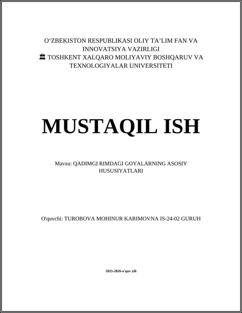 QADIMGI RIMDAGI GOYALARNING ASOSIY HUSUSIYATLARI 1
