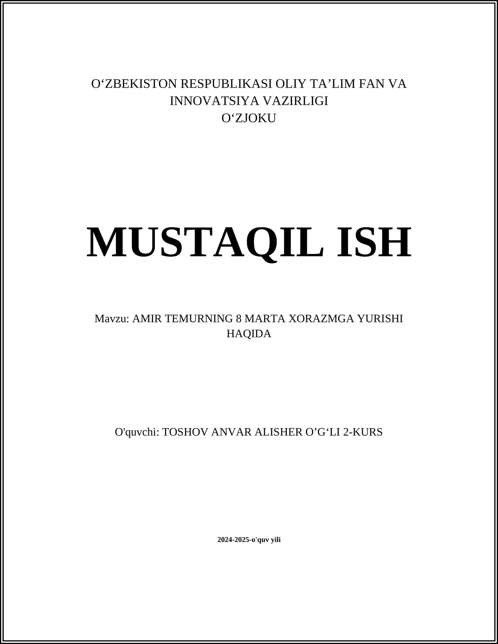 AMIR TEMURNING 8 MARTA XORAZMGA YURISHI HAQIDA 1