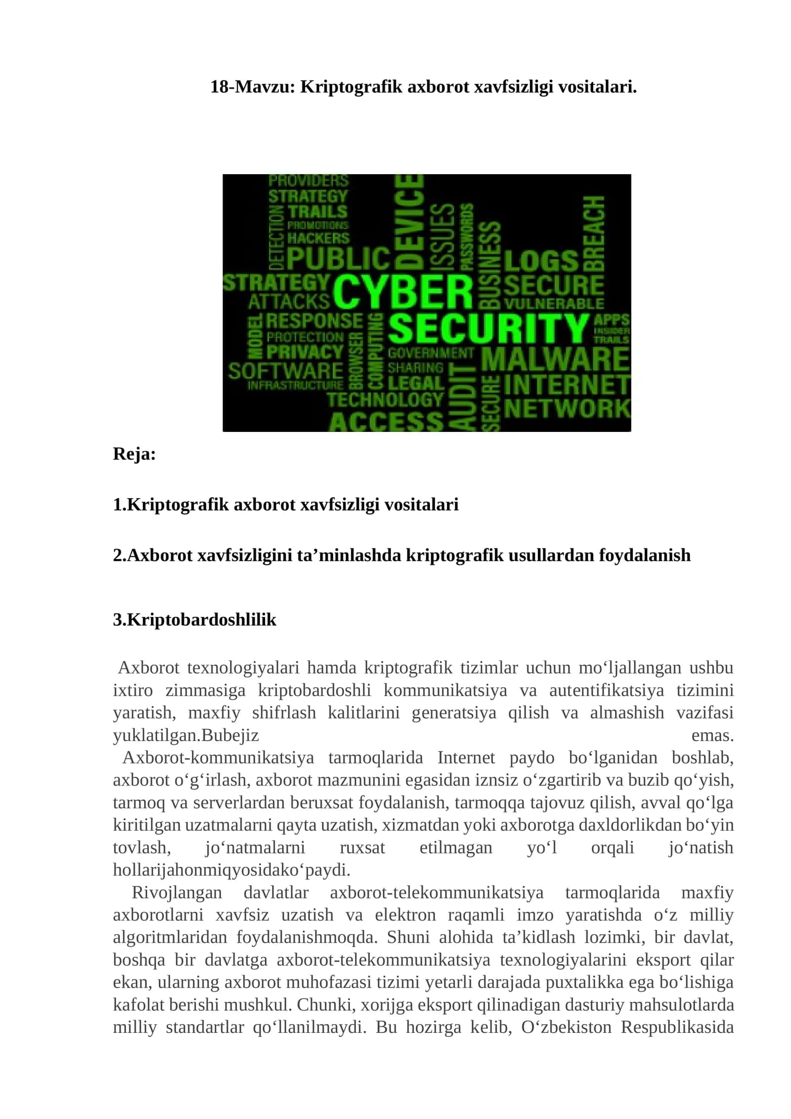 Kriptografik axborot xavfsizligi vositalari 1