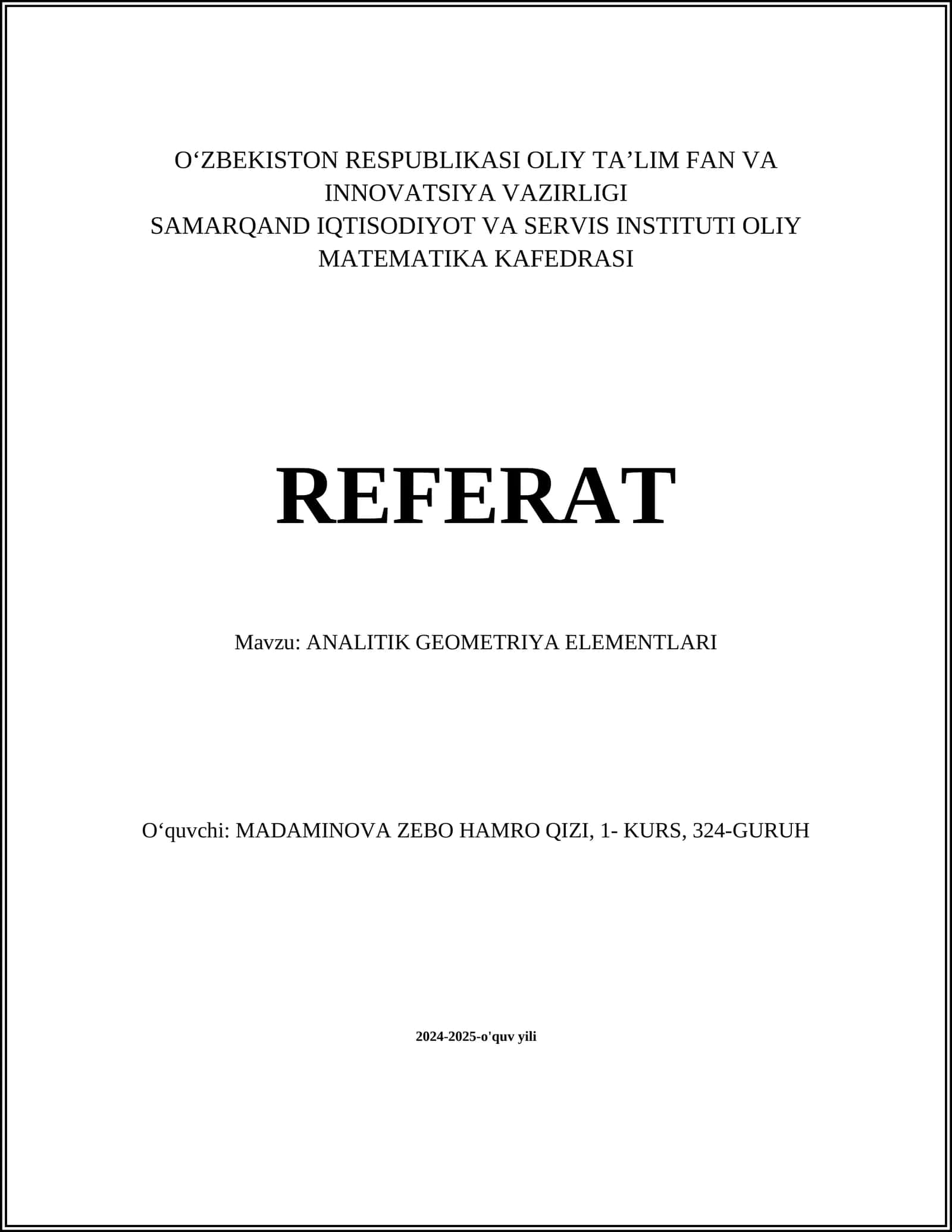 ANALITIK GEOMETRIYA ELEMENTLARI 1