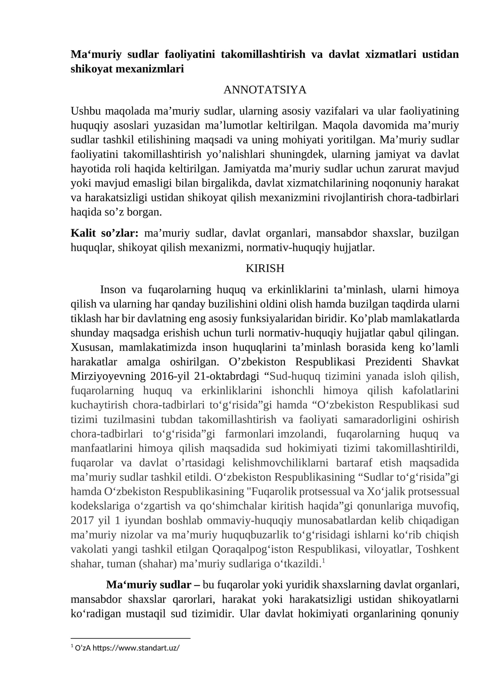 Ma‘muriy sudlar faoliyatini takomillashtirish va davlat xizmatlari ustidan shikoyat mexanizmlari 1