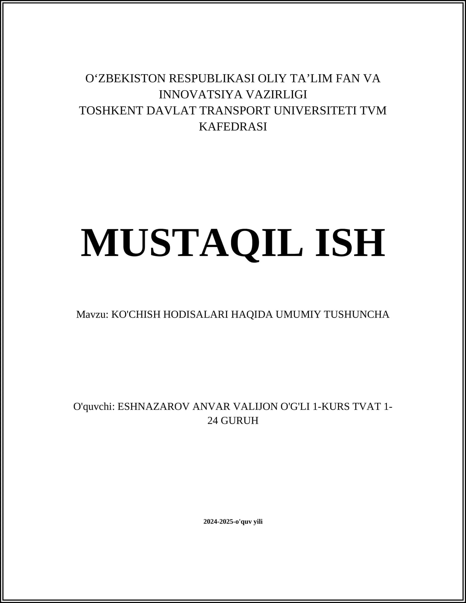 KO'CHISH HODISALARI HAQIDA UMUMIY TUSHUNCHA 1