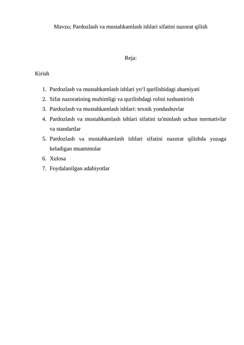 Pardozlash va mustahkamlash ishlari sifatini nazorat qilish 1