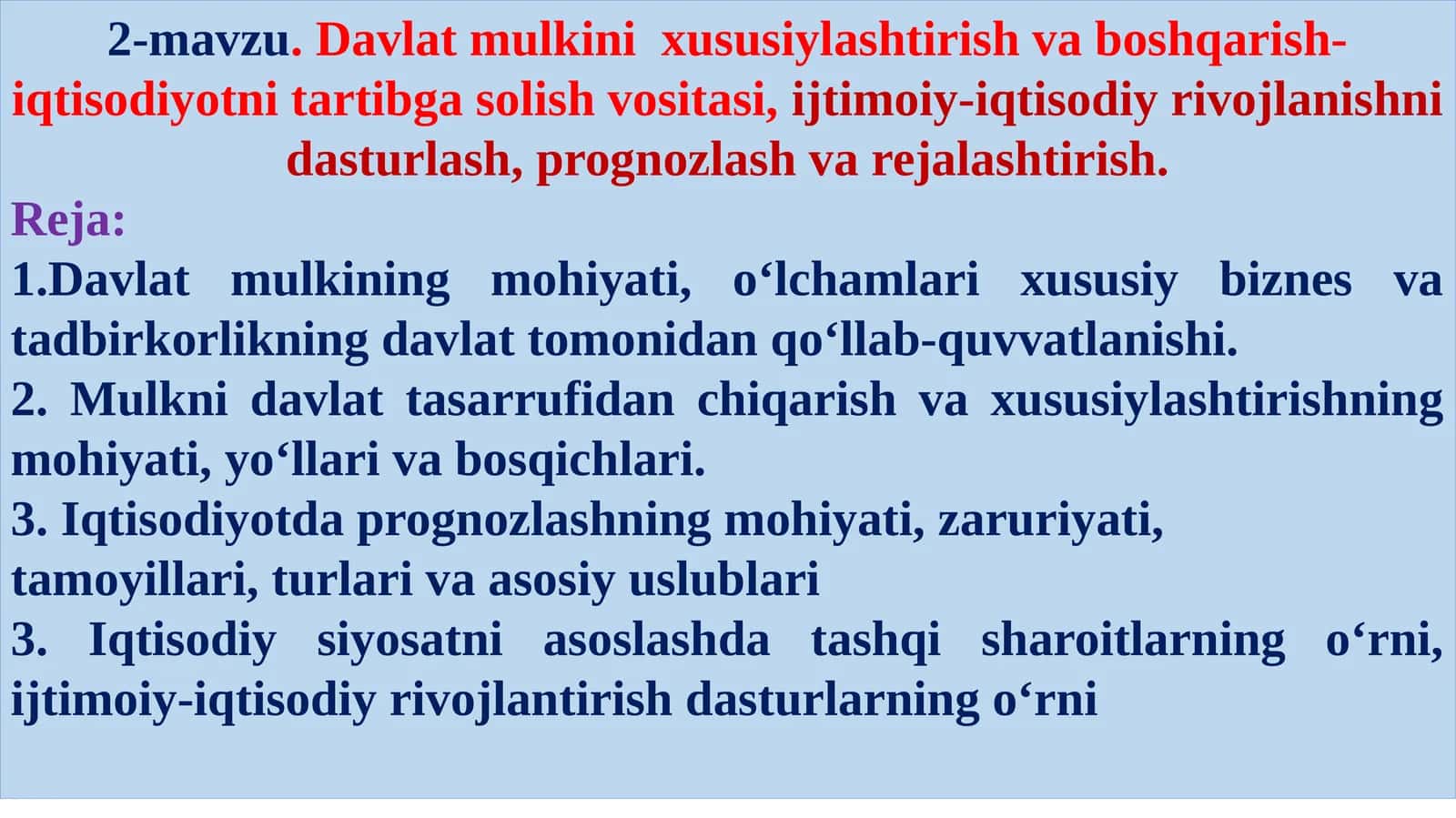 Davlatmulki nixususiylashtirish va boshqarish-iqtisodiyotni tartibga solish vositasi 1