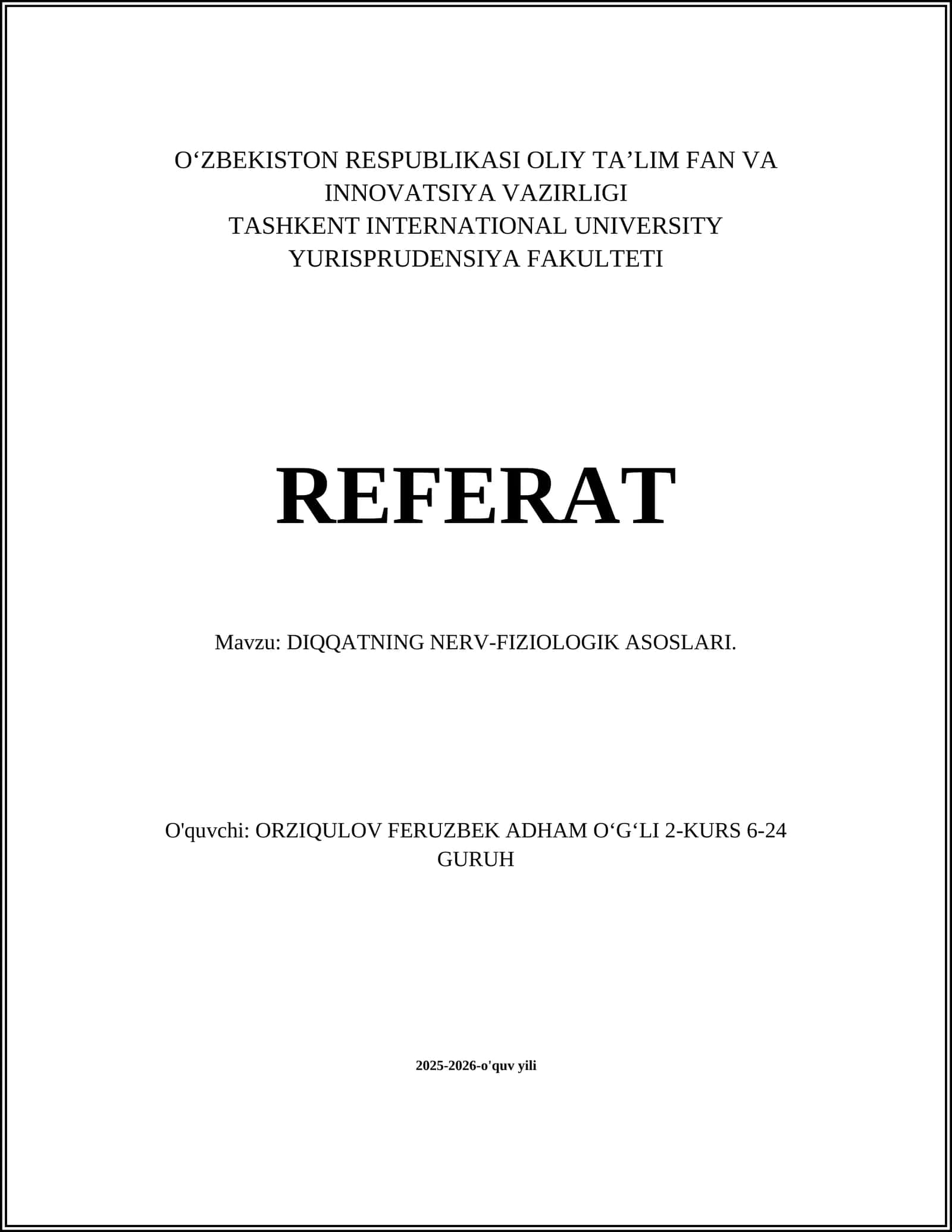 DIQQATNING NERV-FIZIOLOGIK ASOSLARI 1