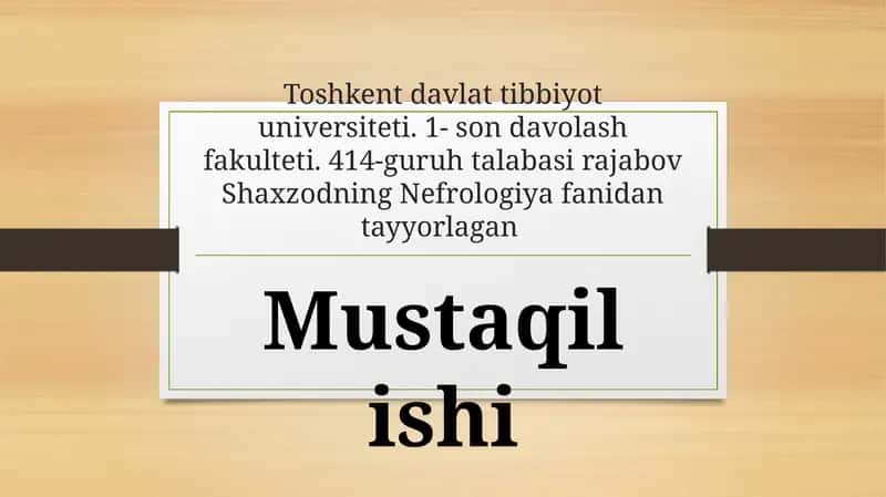 Nefrologiya fanining mustaqilishi 1