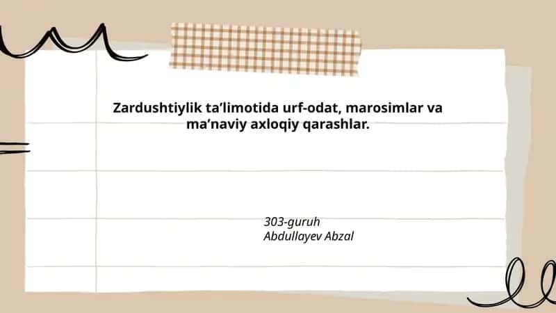 Zardushtiylikda urf-odat va an'analar umumiy tahlili 1