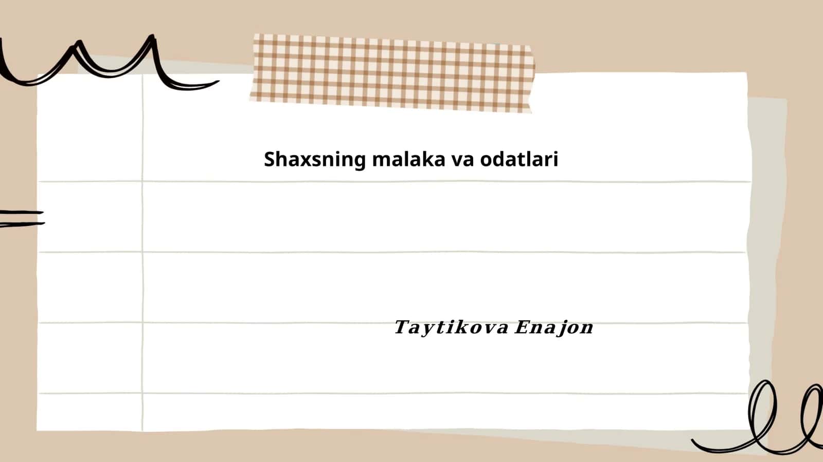 Shaxsning malaka va odatlari 1