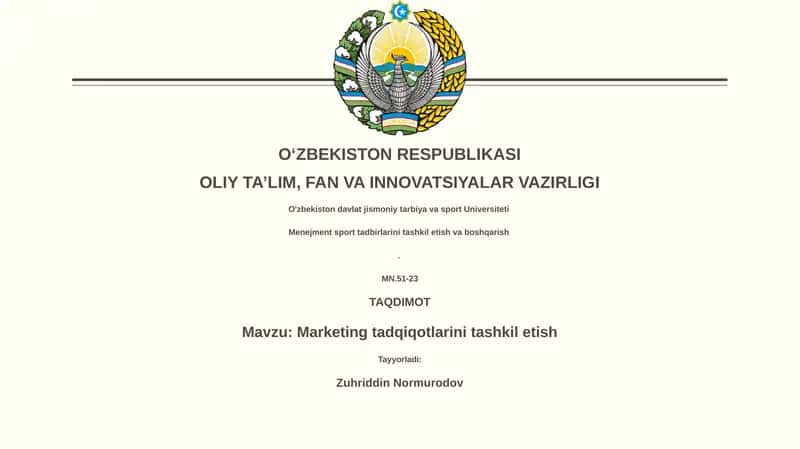 Marketing tadqiqotlarini tashkil etish 1