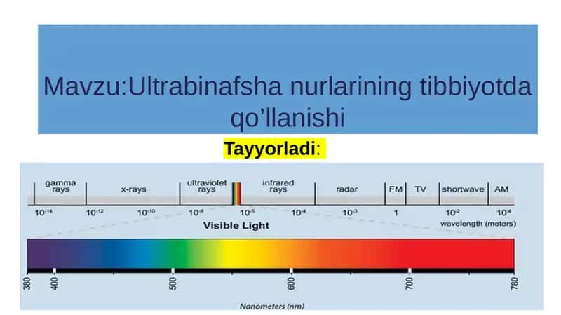 Ultrabinafsha nurlarining tibbiyotda qo’llanishi 1