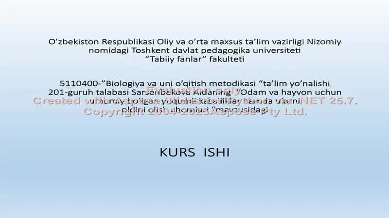 Biologiya va uni o’qitish metodikasi 1
