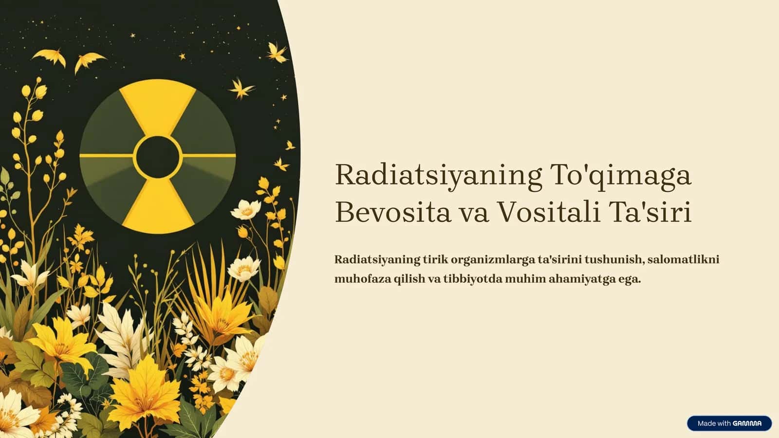 Radiatsiyaning To'qimaga Bevosita va Vositali Ta'siri 1