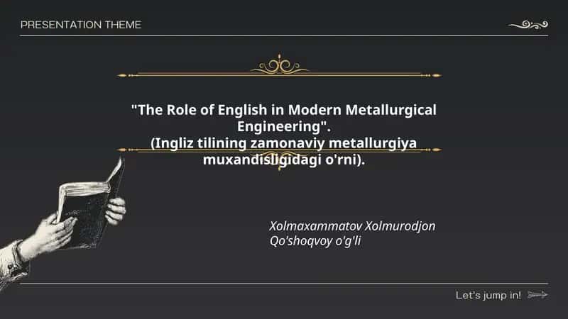 Ingliz tilining zamonaviy metallurgiya muxandisligidagi o'rni 1
