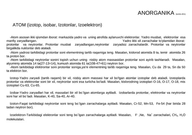 ANORGANIKA (kichik dOn) 1