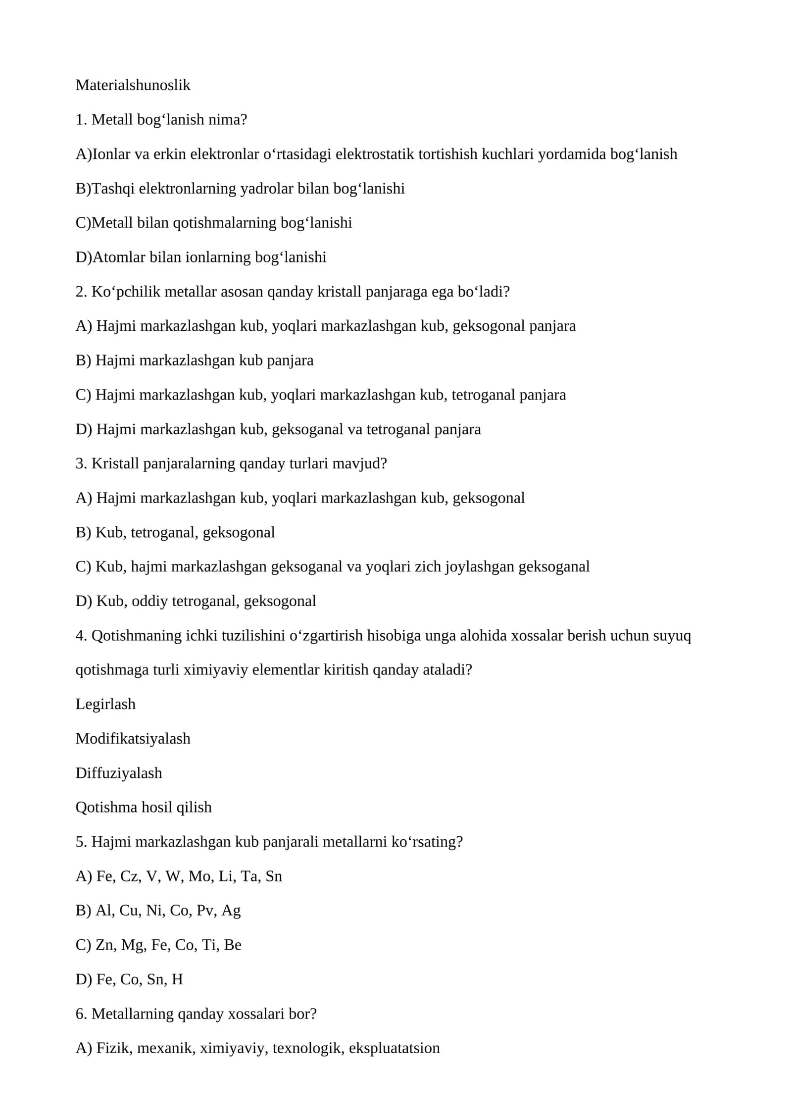 Materialshunoslik 1