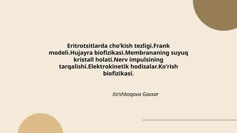 Hujayra biofizikasi 1