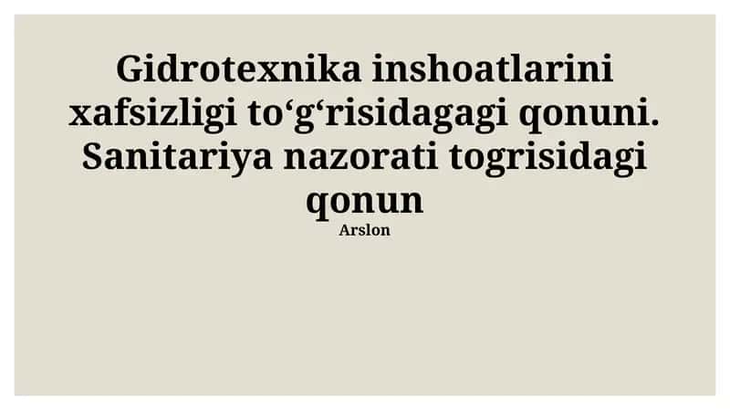 Gidrotexnika inshoatlarini xafsizligi to‘g‘risidagagi qonuni 1