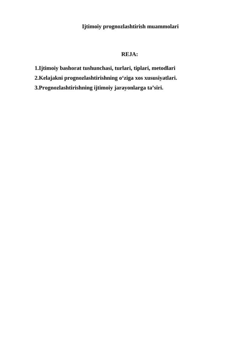 Ijtimoiy prognozlashtirish muammolari 1