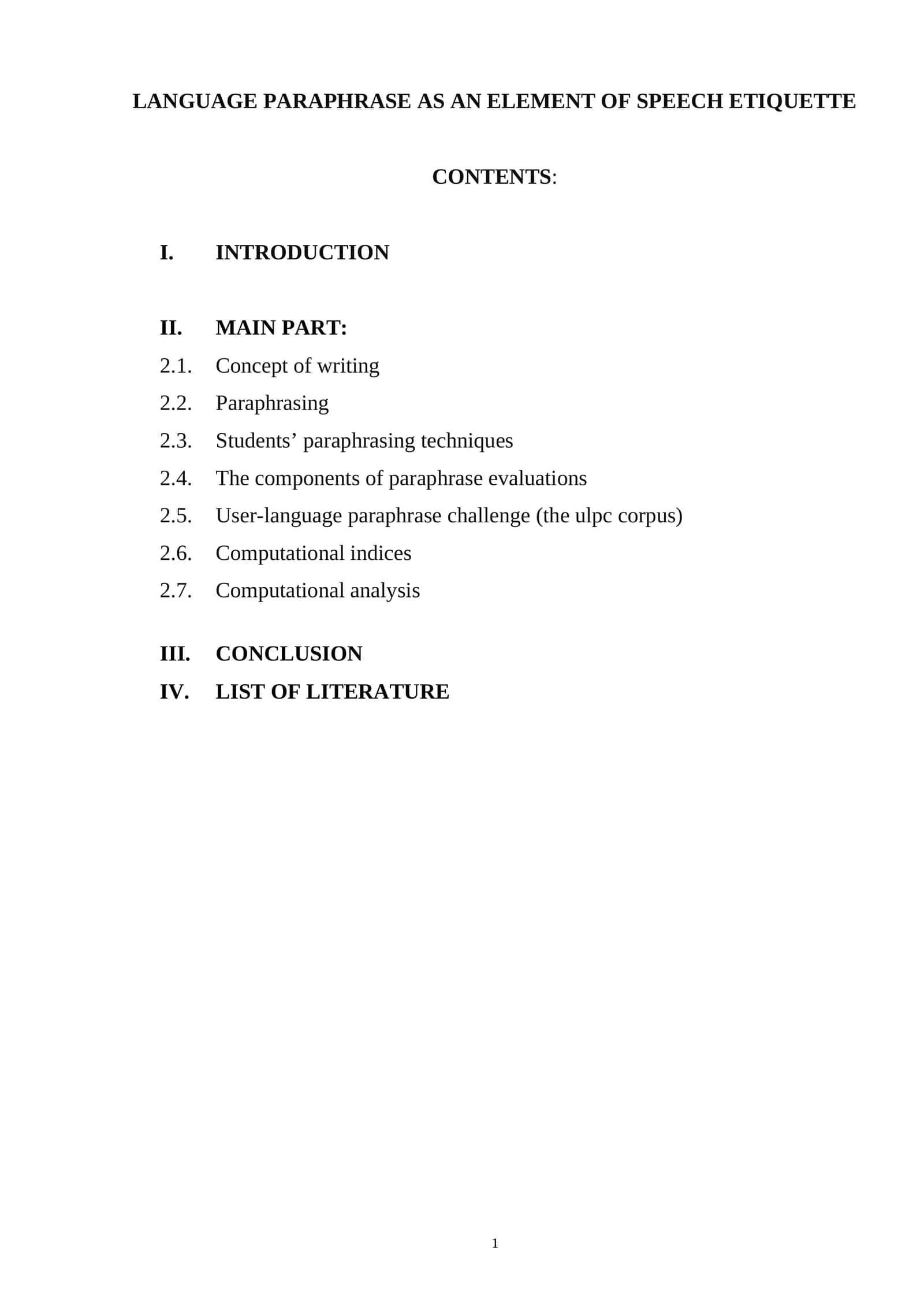 LANGUAGE PARAPHRASE AS AN ELEMENT OF SPEECH ETIQUETTE 1