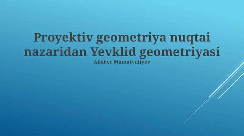 Proektiv Geometriya: Qushning Ko'zidan Qarash 1