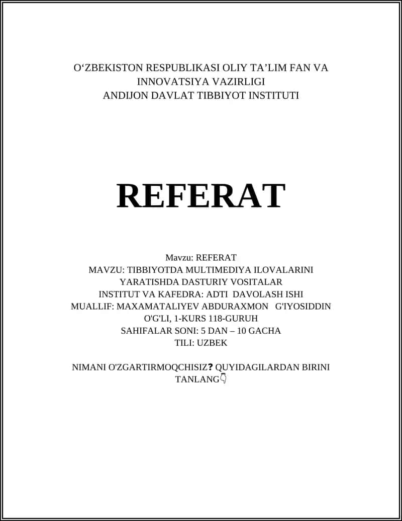 Tibbiyotda Multimediya Ilovalarini Yaratishda Dasturiy Vositalar 1