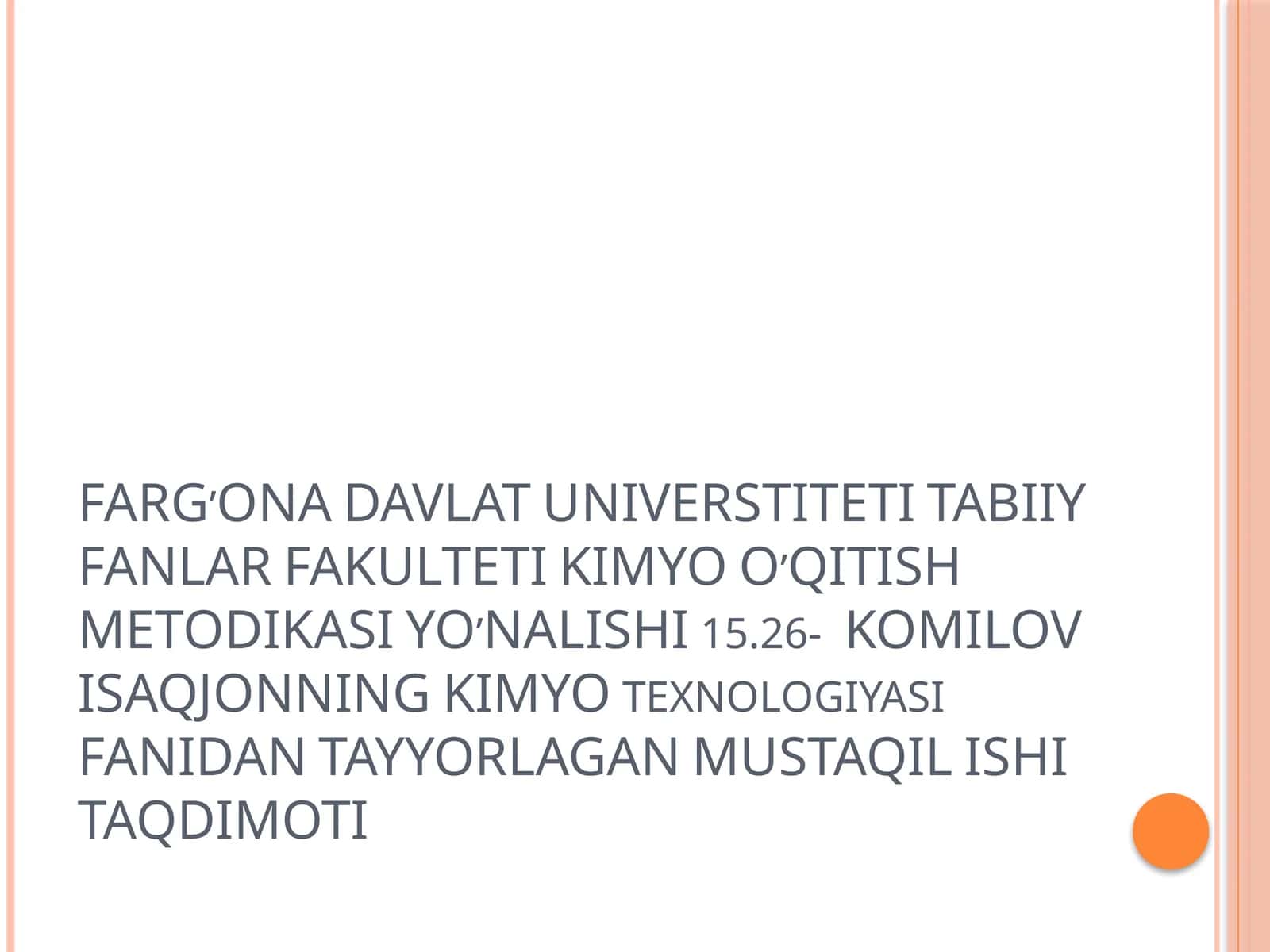 KIMYO O’QITISH METODIKASI 1