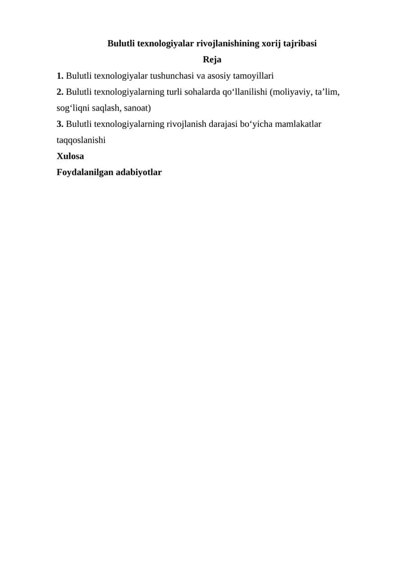 Bulutli texnologiyalar rivojlanishi 1