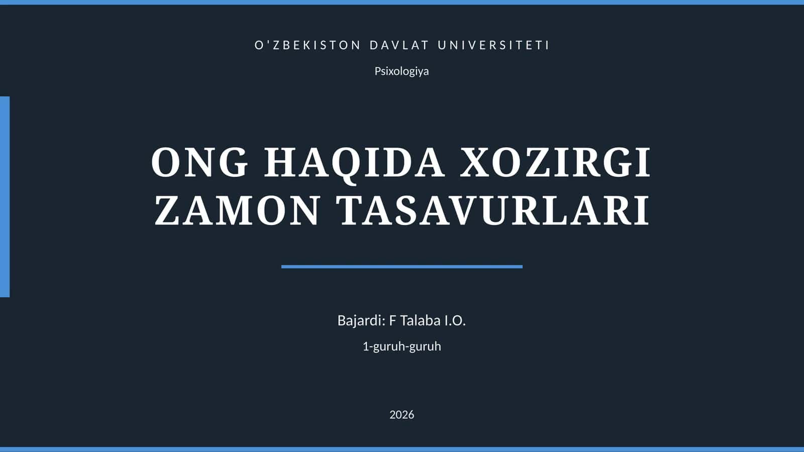 ONG HAQIDA XOZIRGI ZAMON TASAVURLARI 1