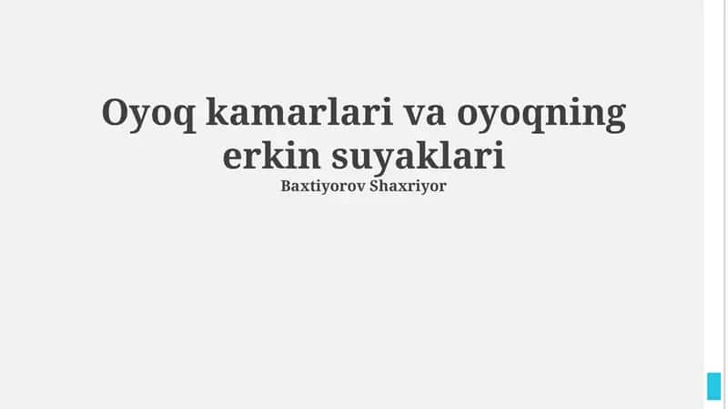 Oyoq kamarlari va oyoqning erkin suyaklari 1